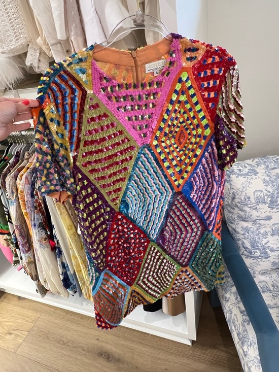 Ashish Dresses & Skirts - Ashish Multicolor Sequin Patchwork Short Sleeve dress